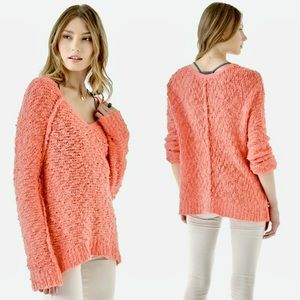 Women’s Free People Songbird V- Neck Salmon Sweater size XS